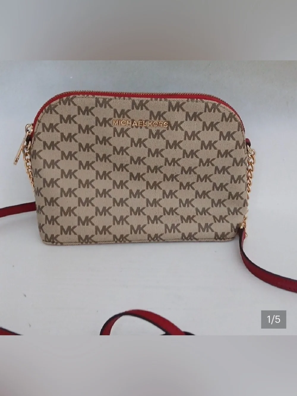 Michael Kors Signature Crossbody Bag in Red Trim
